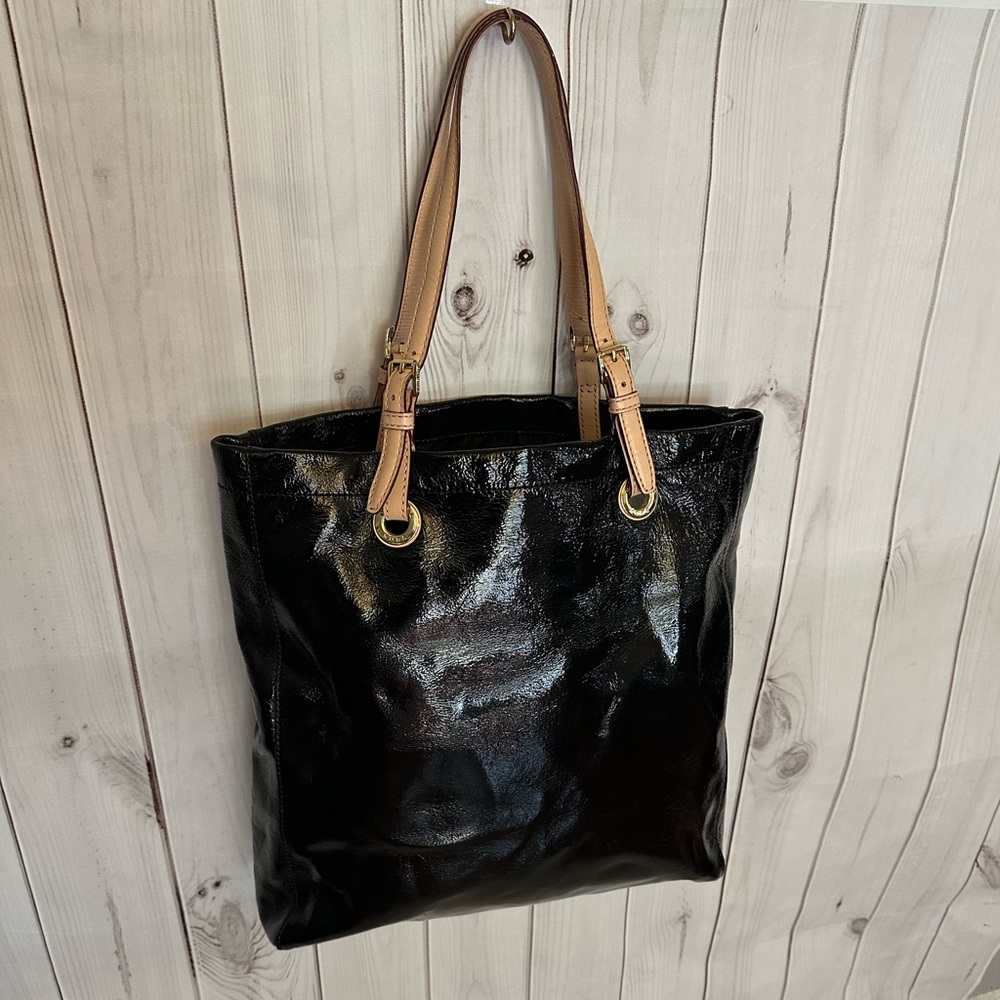 Michael Kors Black Patent Leather Tote Bag - Picture 4 of 11